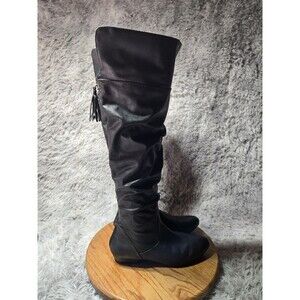 Fergalicious Womens 10M Size Rookie Wide Calf Slouch Boot Black Knee High Baggy